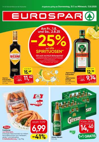 Angebote EUROSPAR - 31.7.2025 - 13.8.2025.