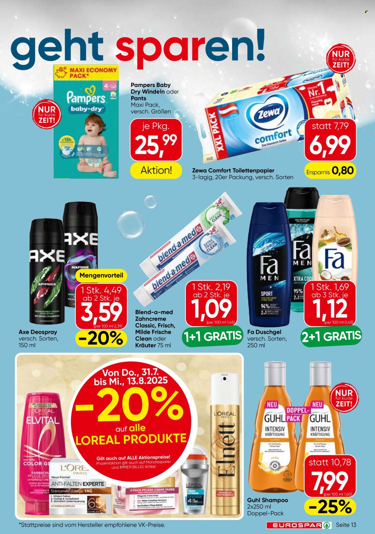 Angebote SPAR - 31.7.2025 - 13.8.2025. Seite 13