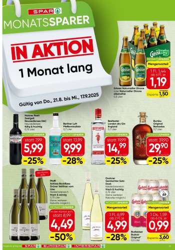 Angebote SPAR - 21.8.2025 - 17.9.2025.
