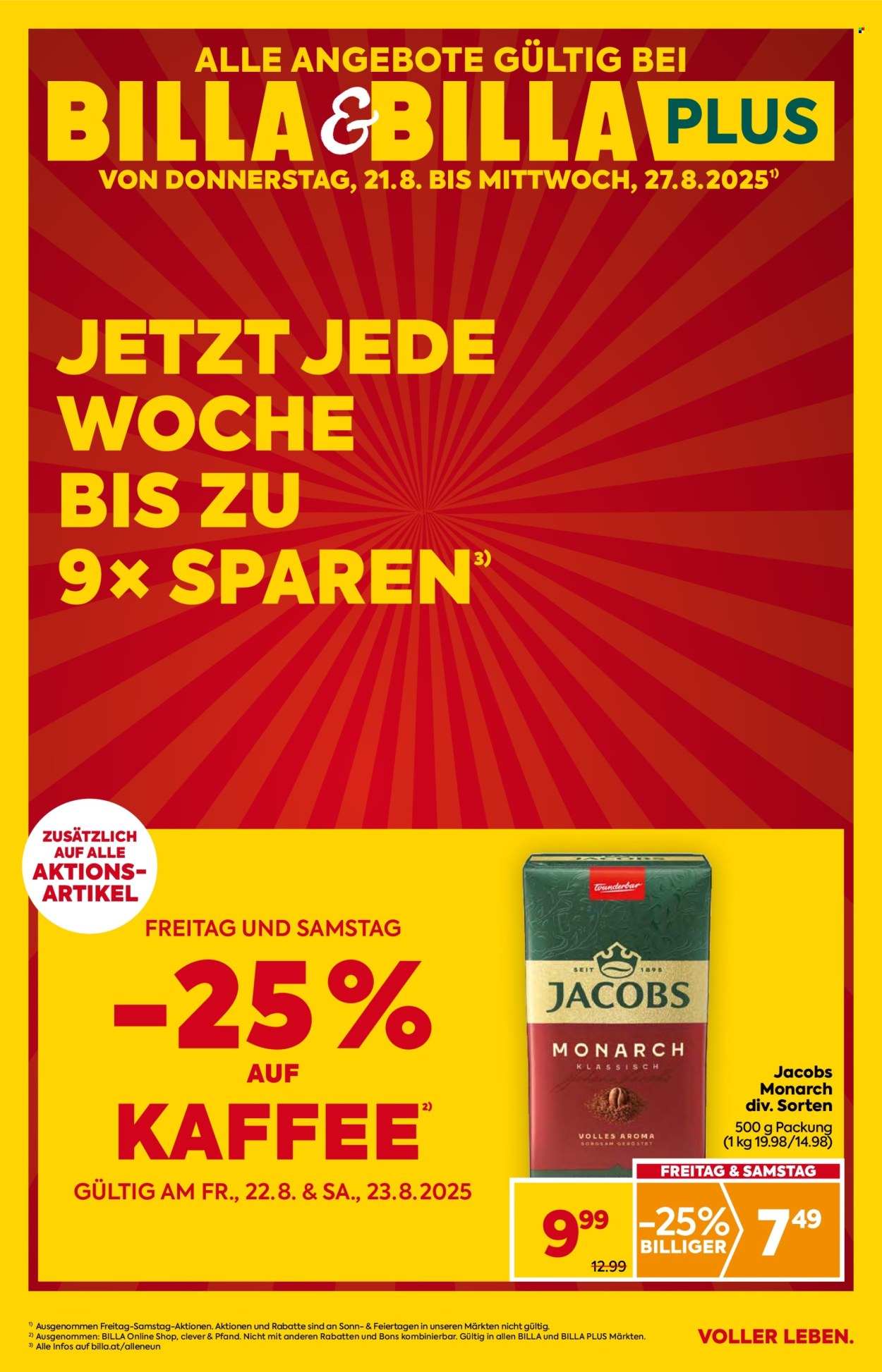 Angebote Billa - 21.8.2025 - 27.8.2025. Seite 1
