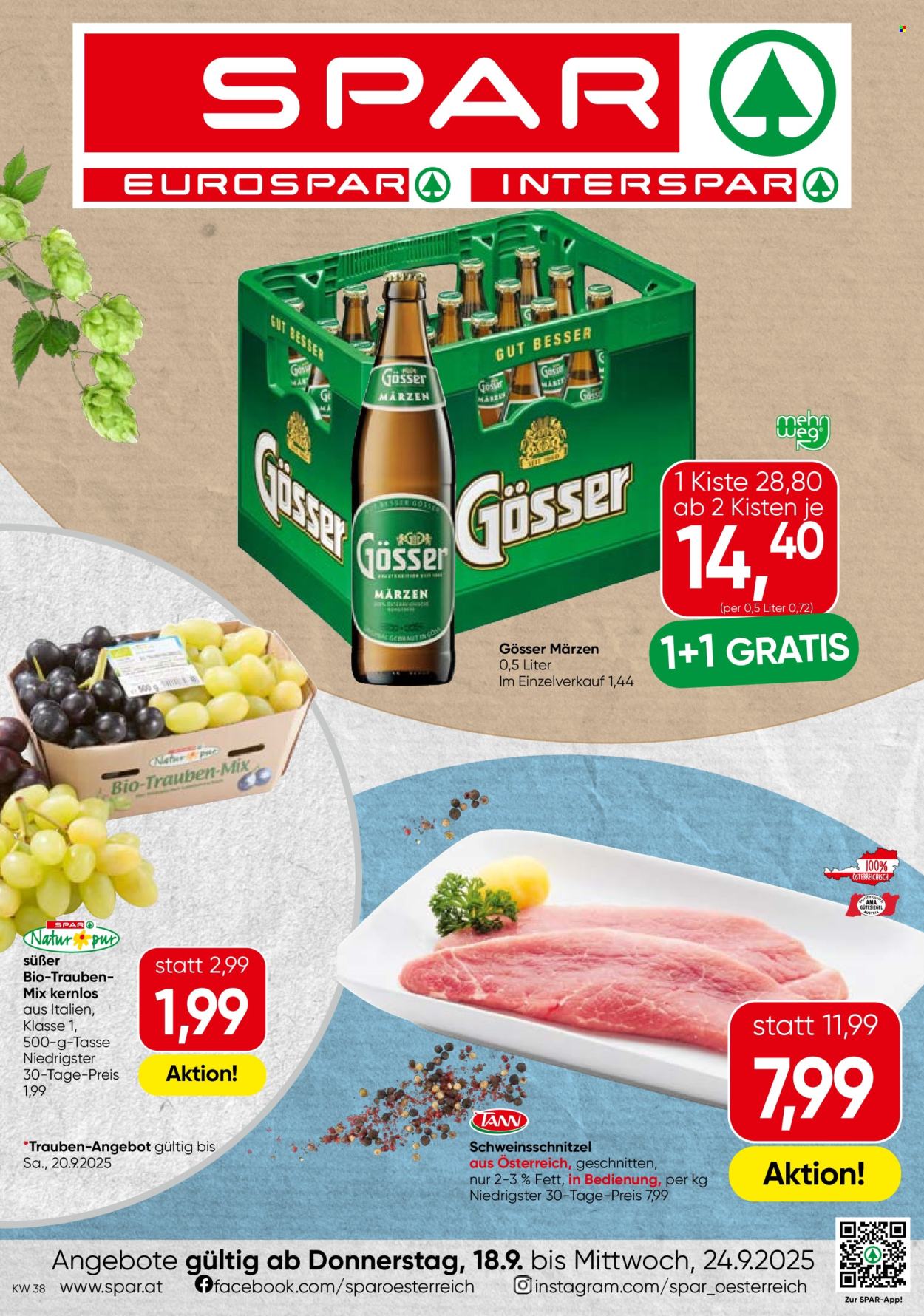 Angebote SPAR - 18.9.2025 - 24.9.2025. Seite 1