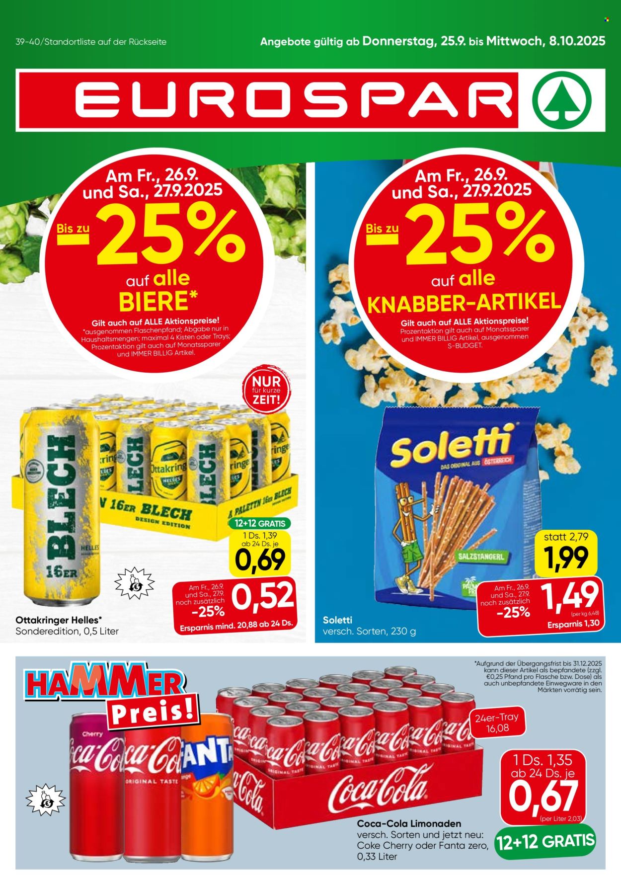 Angebote EUROSPAR - 25.9.2025 - 8.10.2025. Seite 1
