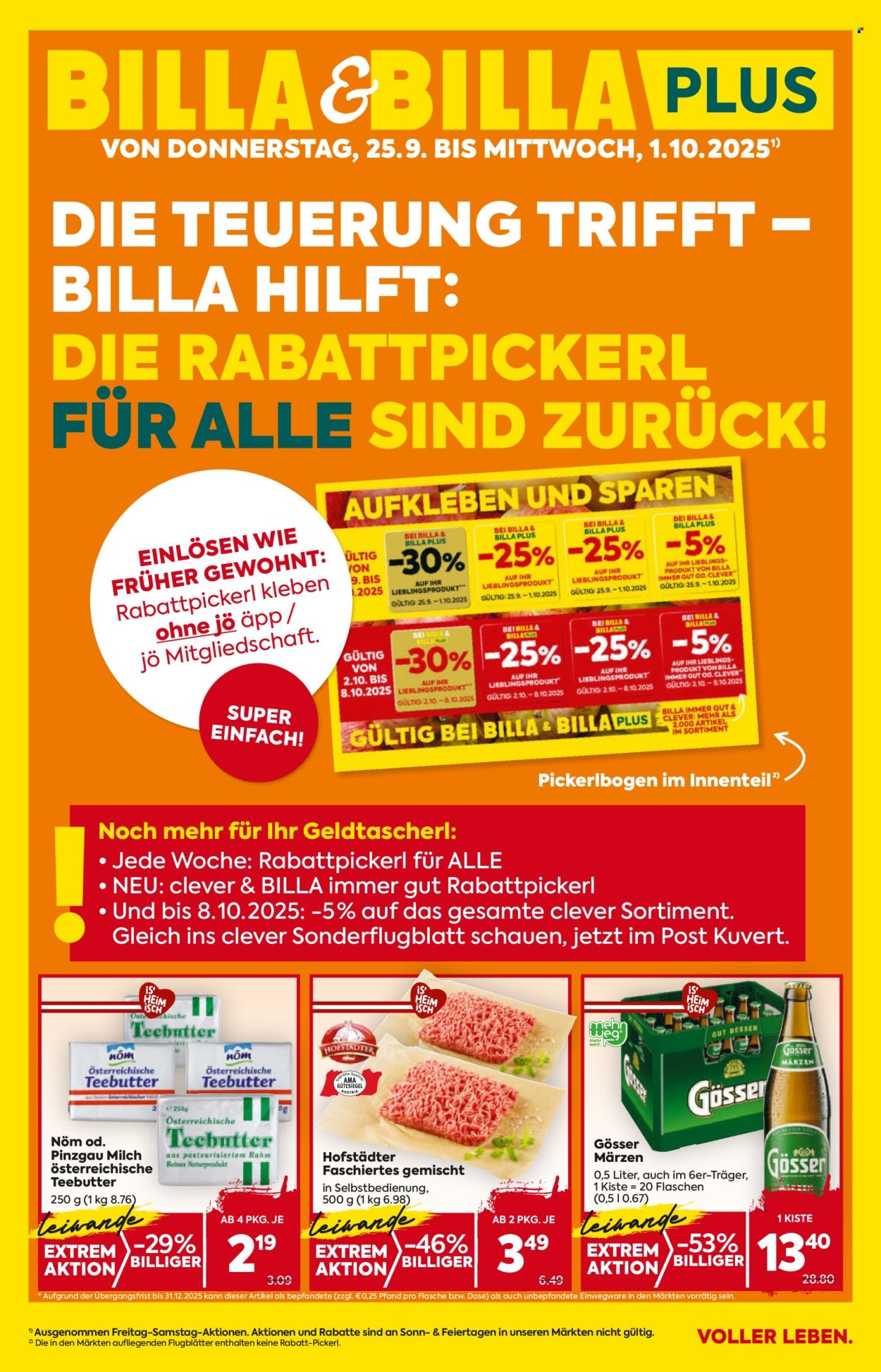 Angebote Billa - 25.9.2025 - 1.10.2025. Seite 1