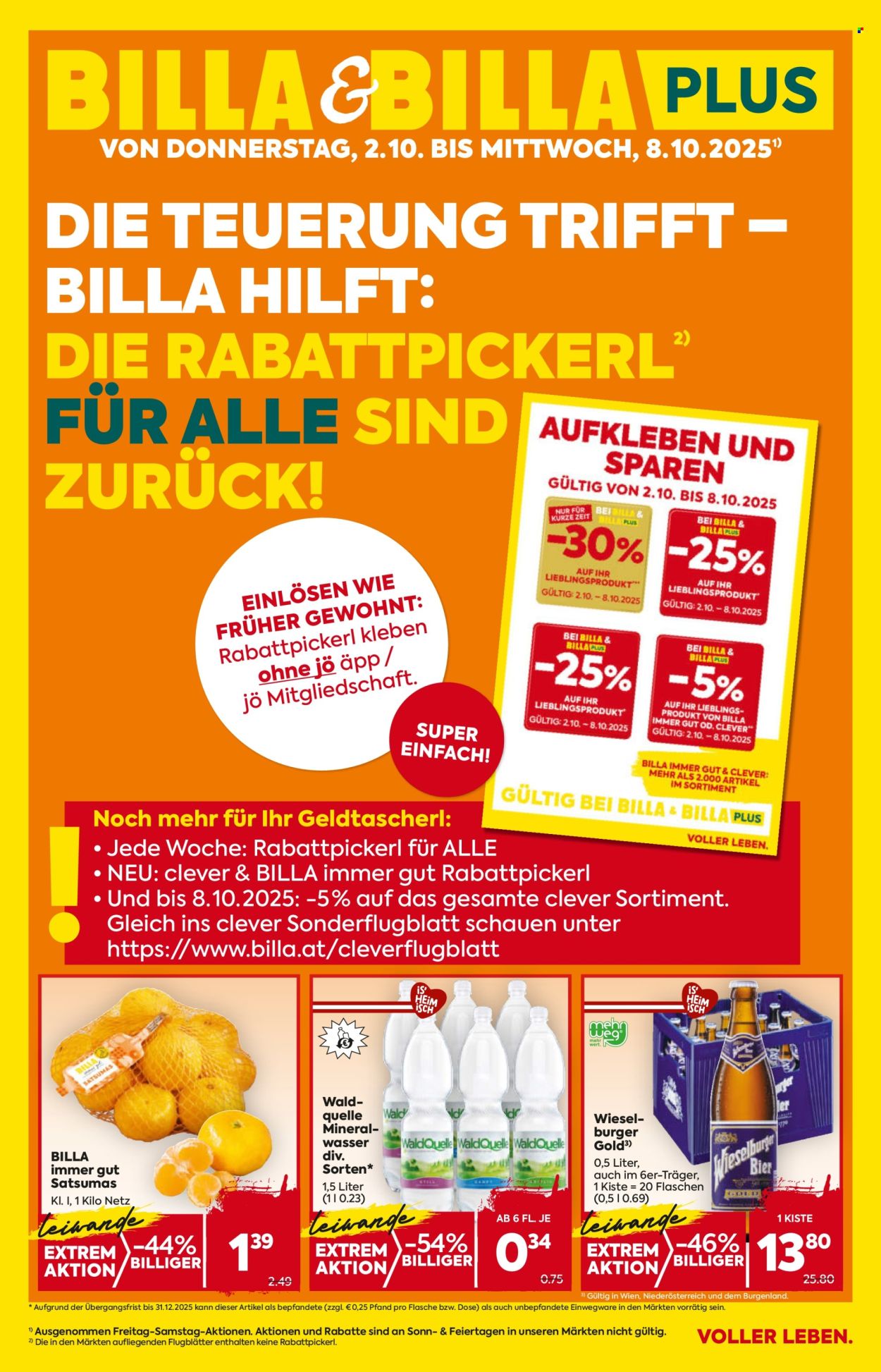 Angebote Billa - 2.10.2025 - 8.10.2025. Seite 1