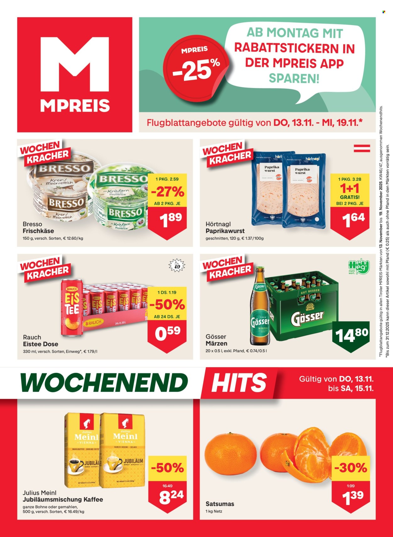 Angebote MPREIS - 13.11.2025 - 19.11.2025. Seite 1