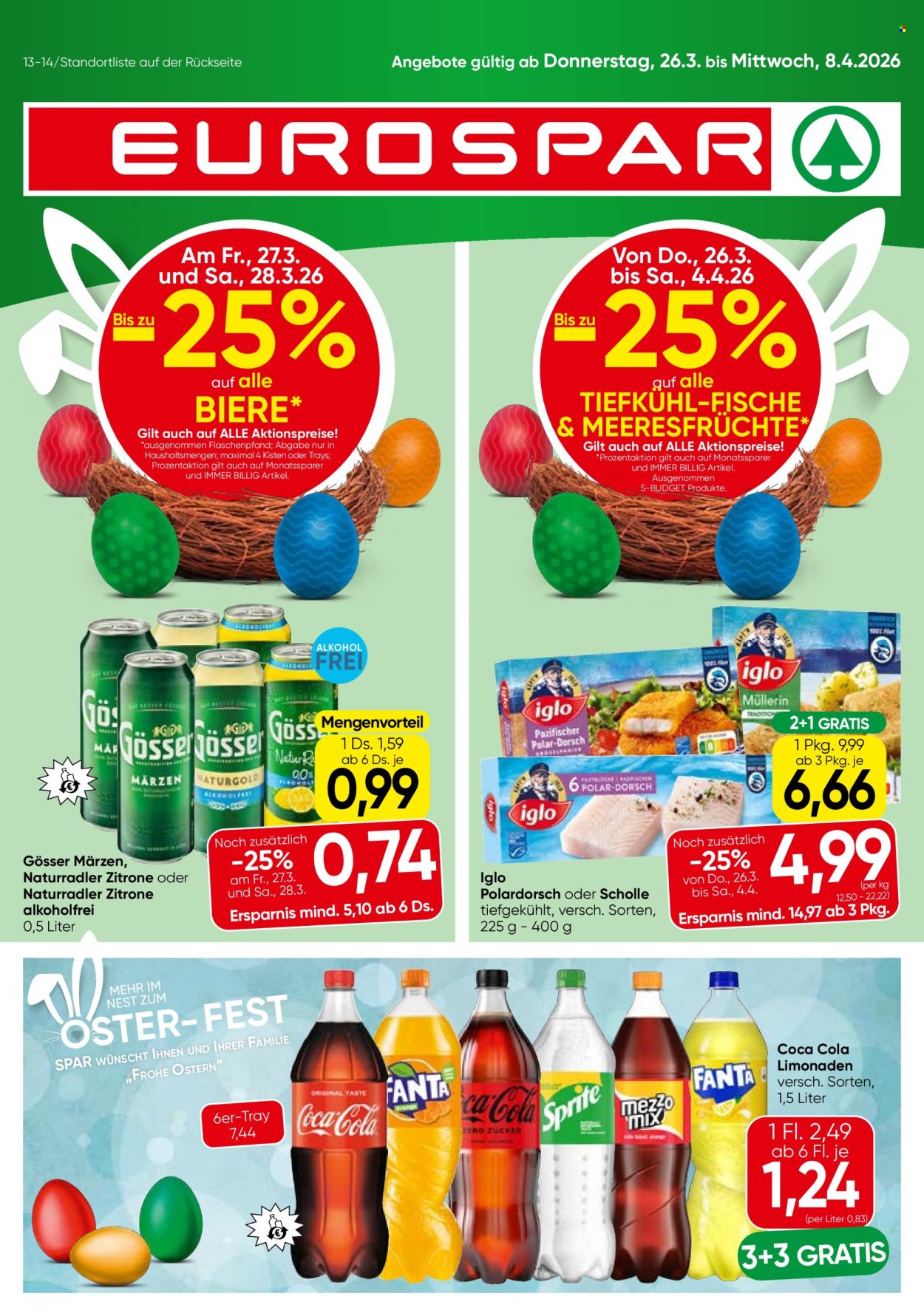 Angebote EUROSPAR - 26.3.2026 - 8.4.2026. Seite 1