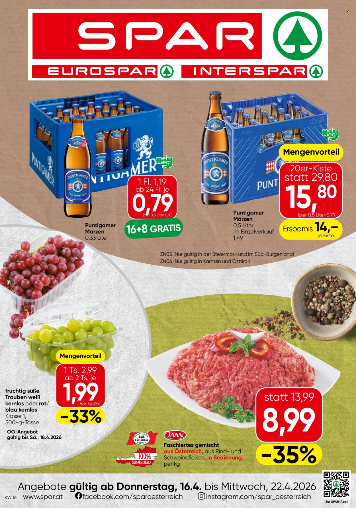 Angebote SPAR - 16.4.2026 - 22.4.2026. Seite 1