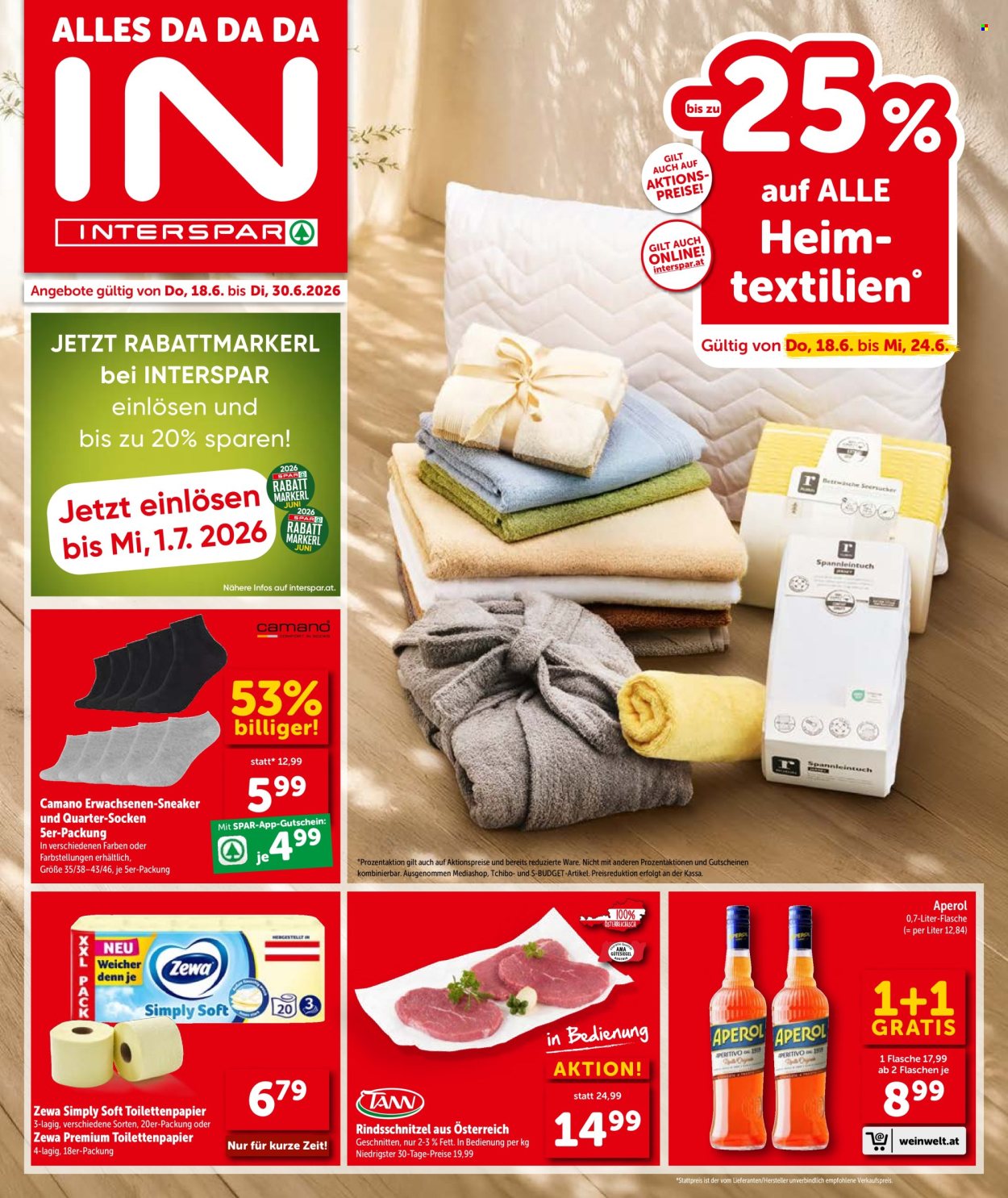 Angebote INTERSPAR - 18.6.2026 - 30.6.2026. Seite 1