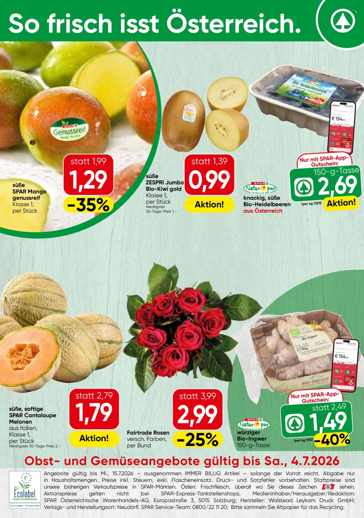Angebote SPAR - 29.6.2026 - 4.7.2026. Seite 1
