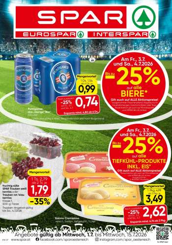 Angebote SPAR - 1.7.2026 - 15.7.2026.