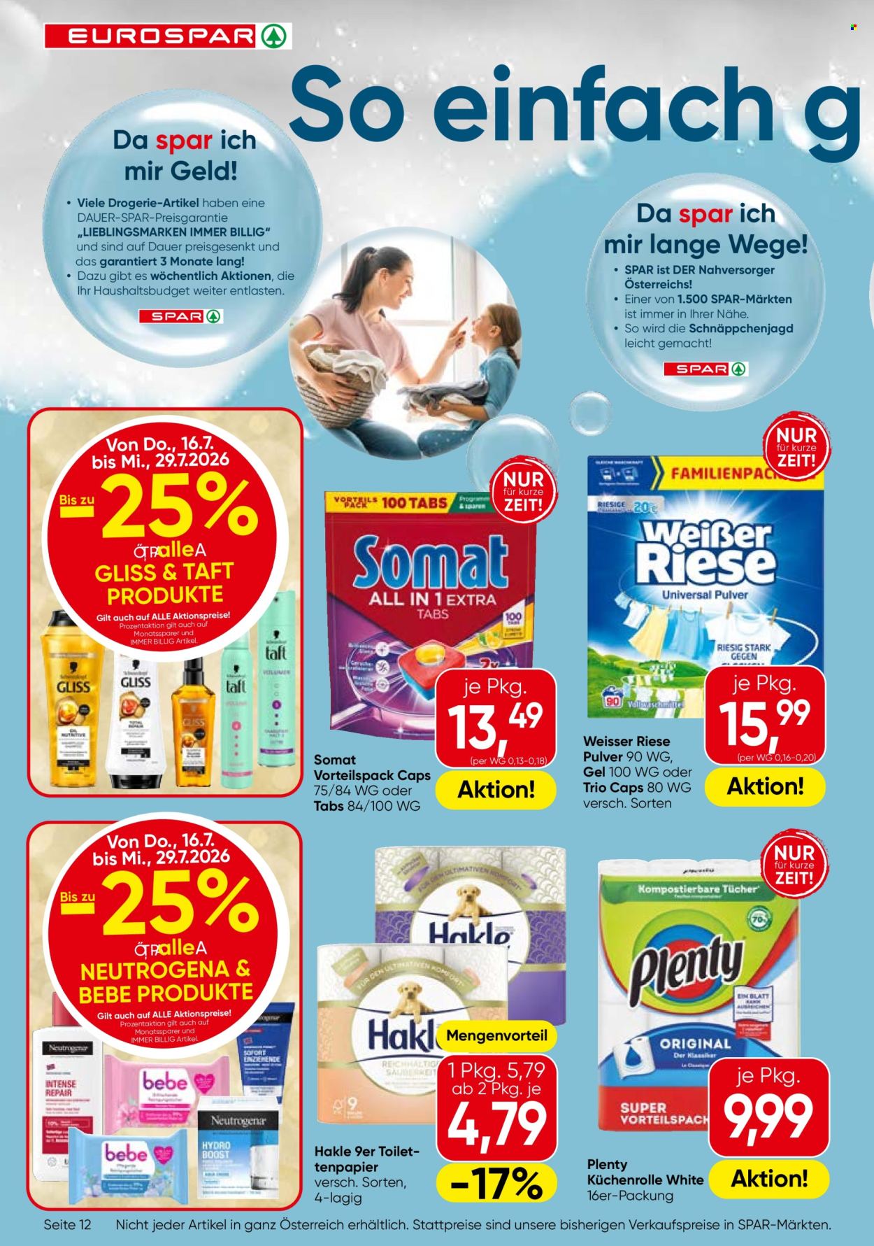Angebote EUROSPAR - 16.7.2026 - 29.7.2026. Seite 12
