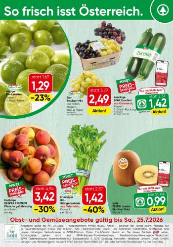 Angebote SPAR - 20.7.2026 - 25.7.2026.