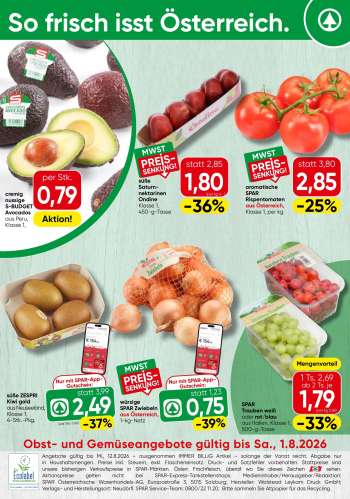 Angebote SPAR - 27.7.2026 - 1.8.2026.