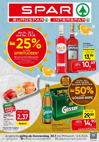 Angebote EUROSPAR - 30.7.2026 - 12.8.2026.