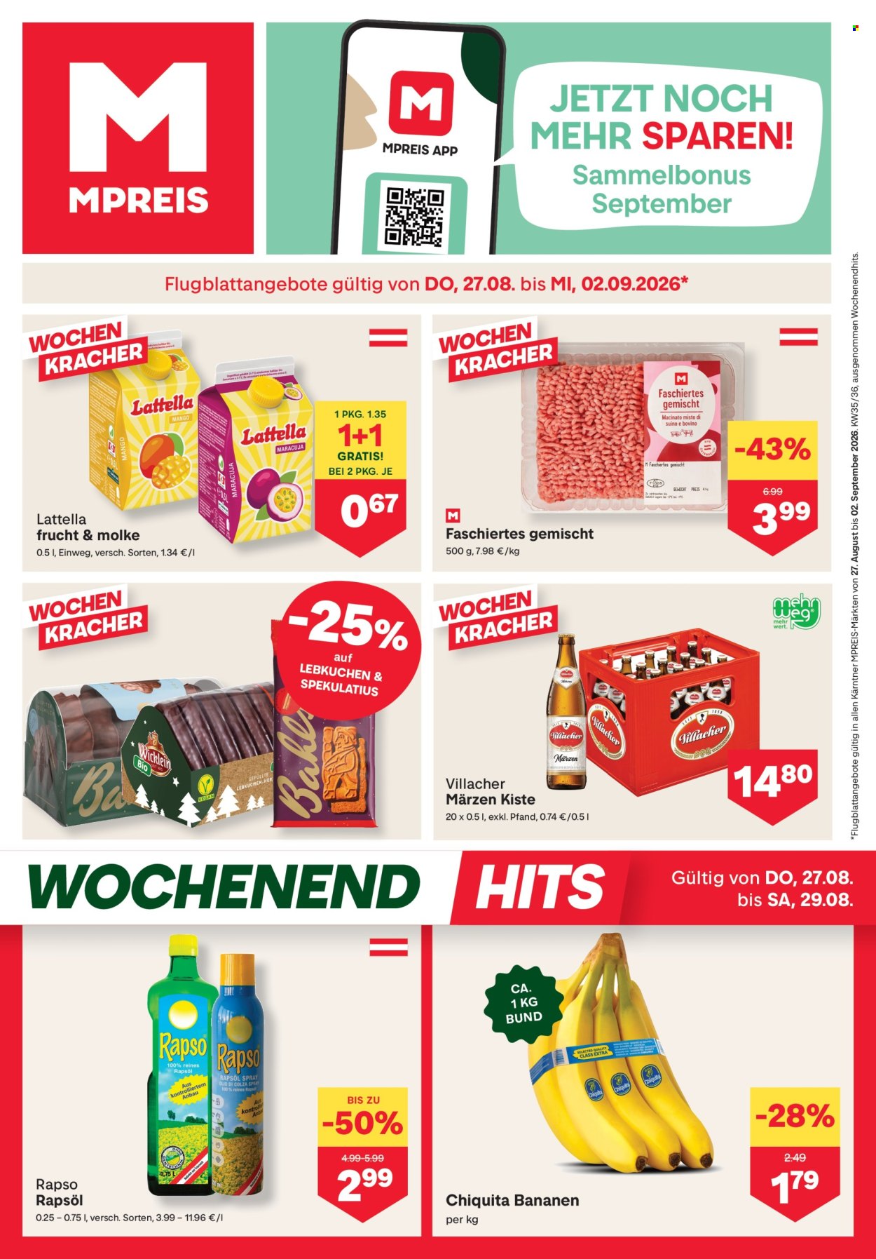 Angebote MPREIS - 27.8.2026 - 2.9.2026. Seite 1