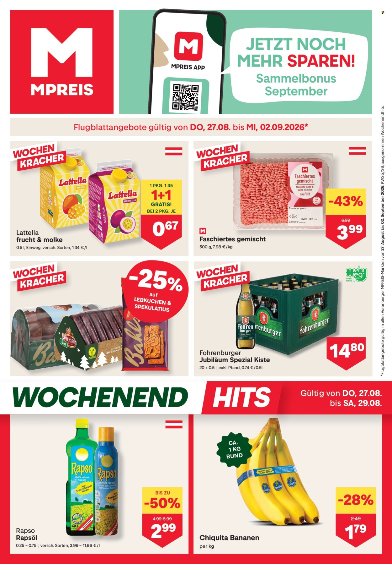 Angebote MPREIS - 27.8.2026 - 2.9.2026. Seite 1