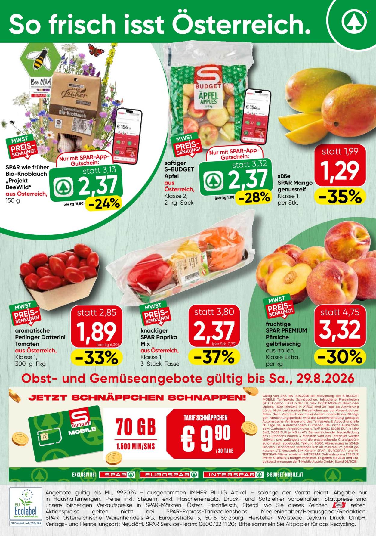 Angebote SPAR - 24.8.2026 - 29.8.2026. Seite 1