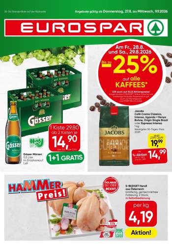 Angebote EUROSPAR - 27.8.2026 - 9.9.2026.