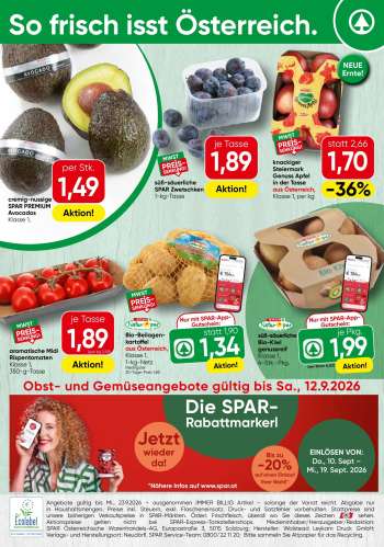 Angebote SPAR - 7.9.2026 - 12.9.2026.