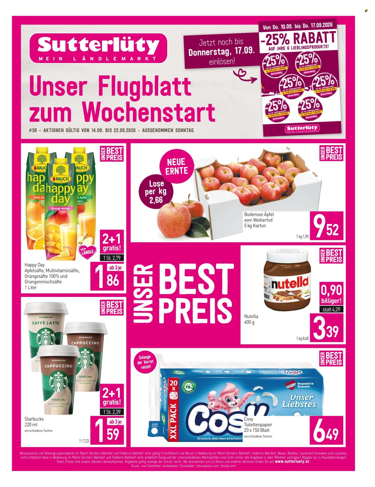 Angebote Sutterlüty - 14.9.2026 - 22.9.2026. Seite 1