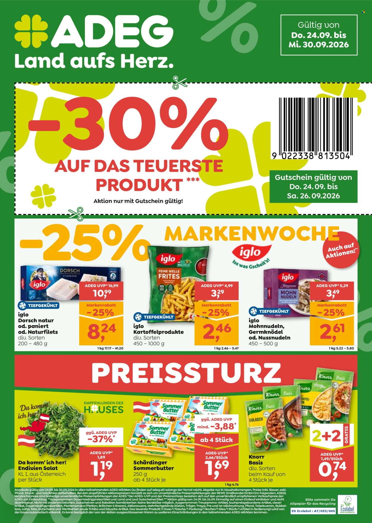 Angebote ADEG - 24.9.2026 - 30.9.2026. Seite 1