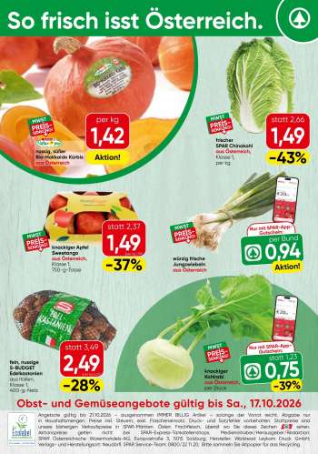 Angebote SPAR - 12.10.2026 - 17.10.2026.
