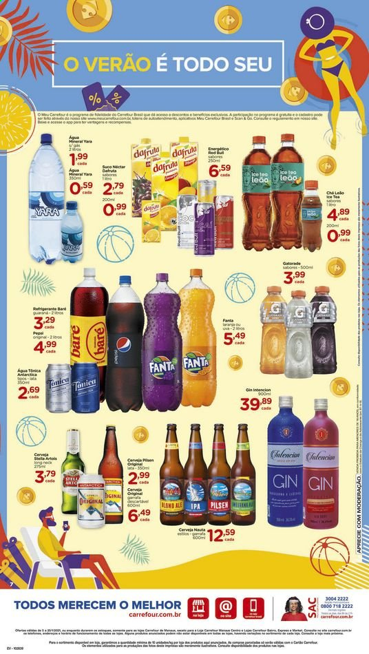 thumbnail - Folheto Carrefour Hiper - 05/01/2021 - 25/01/2021 - Produtos em promoção - Antárctica, uva, suco, nectar, Fanta, Pepsi, água mineral, gin. Página 7.