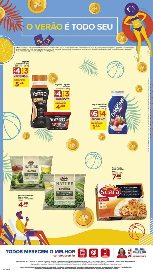 thumbnail - Folheto Carrefour Hiper - 05/01/2021 - 25/01/2021 - Produtos em promoção - ervilha, brócoli, Danone, Yopro, prato. Página 9.
