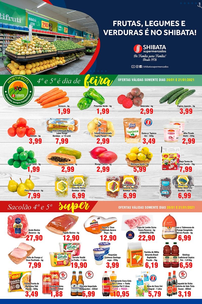 Folheto Shibata Supermercados - 20/01/2021 - 26/01/2021. Página 1