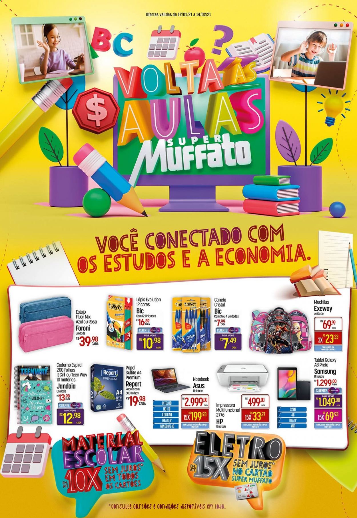 thumbnail - Folheto Super Muffato - 12/01/2021 - 14/02/2021 - Produtos em promoção - Samsung, notebook, Asus, Samsung Galaxy, tablet. Página 1.