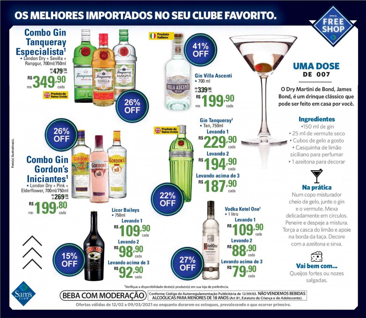 thumbnail - Folheto Sam's Club - 12/02/2021 - 09/03/2021 - Produtos em promoção - azeitona, nozes, gin, vodka, Martini, copo, taça. Página 4.