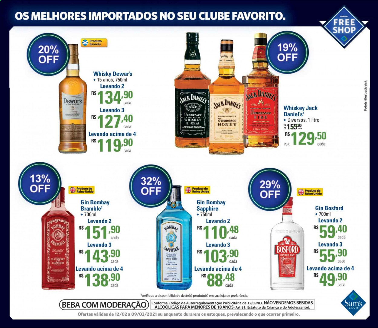 thumbnail - Folheto Sam's Club - 12/02/2021 - 09/03/2021 - Produtos em promoção - maçã, gin, Jack Daniel's, whiskey. Página 5.