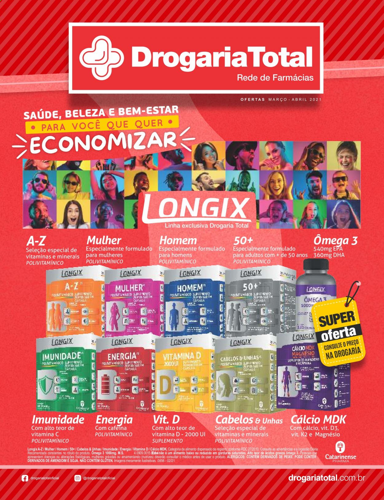 thumbnail - Folheto Drogaria Total - 01/03/2021 - 30/04/2021 - Produtos em promoção - Omega-3. Página 1.