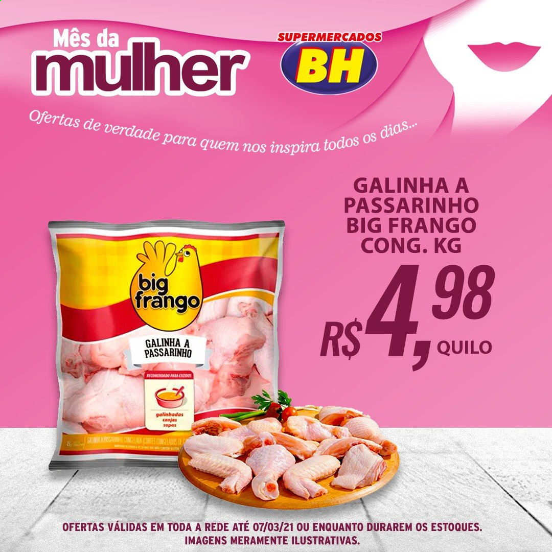 thumbnail - Folheto Supermercados BH - 01/03/2021 - 07/03/2021 - Produtos em promoção - frango. Página 1.