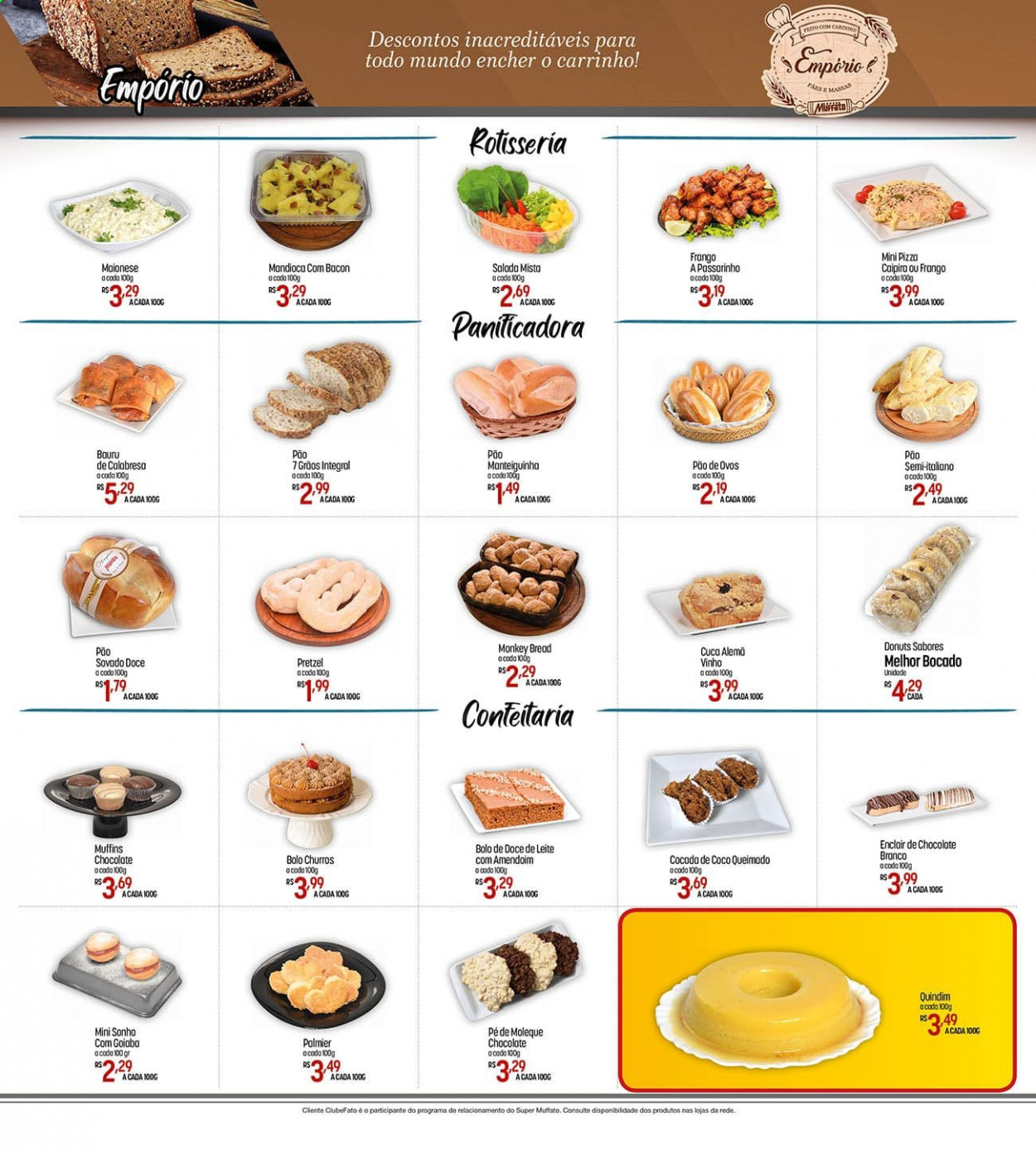 thumbnail - Folheto Super Muffato - 02/03/2021 - 14/03/2021 - Produtos em promoção - salada, pão, pretzels, bolo, muffin, bolo de churros, pizza, maionese, chocolate branco, doce de leite, vinho. Página 16.