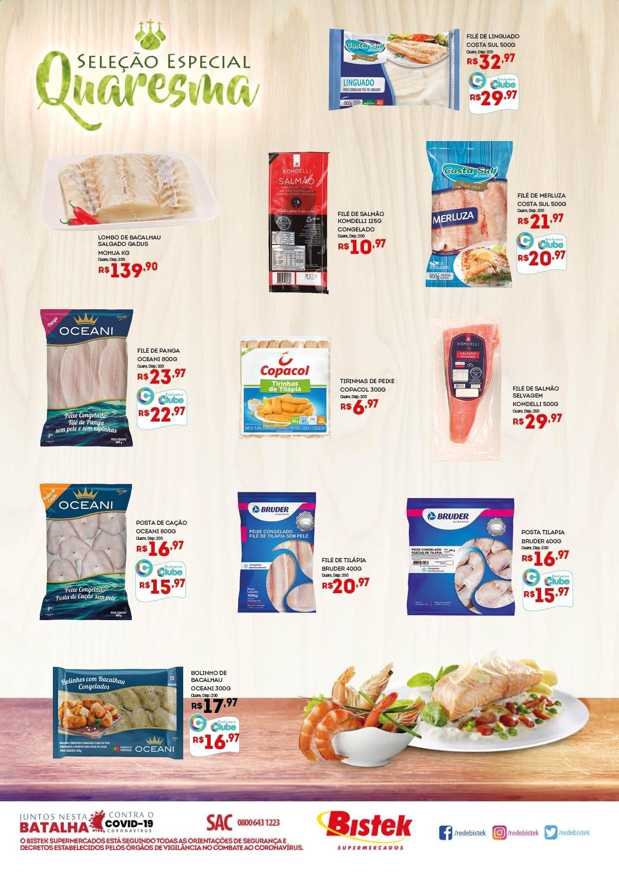 thumbnail - Folheto Bistek Supermercados - 04/03/2021 - 16/03/2021 - Produtos em promoção - lombo, salmão, bacalhau, merluza, linguado, tilapia. Página 2.