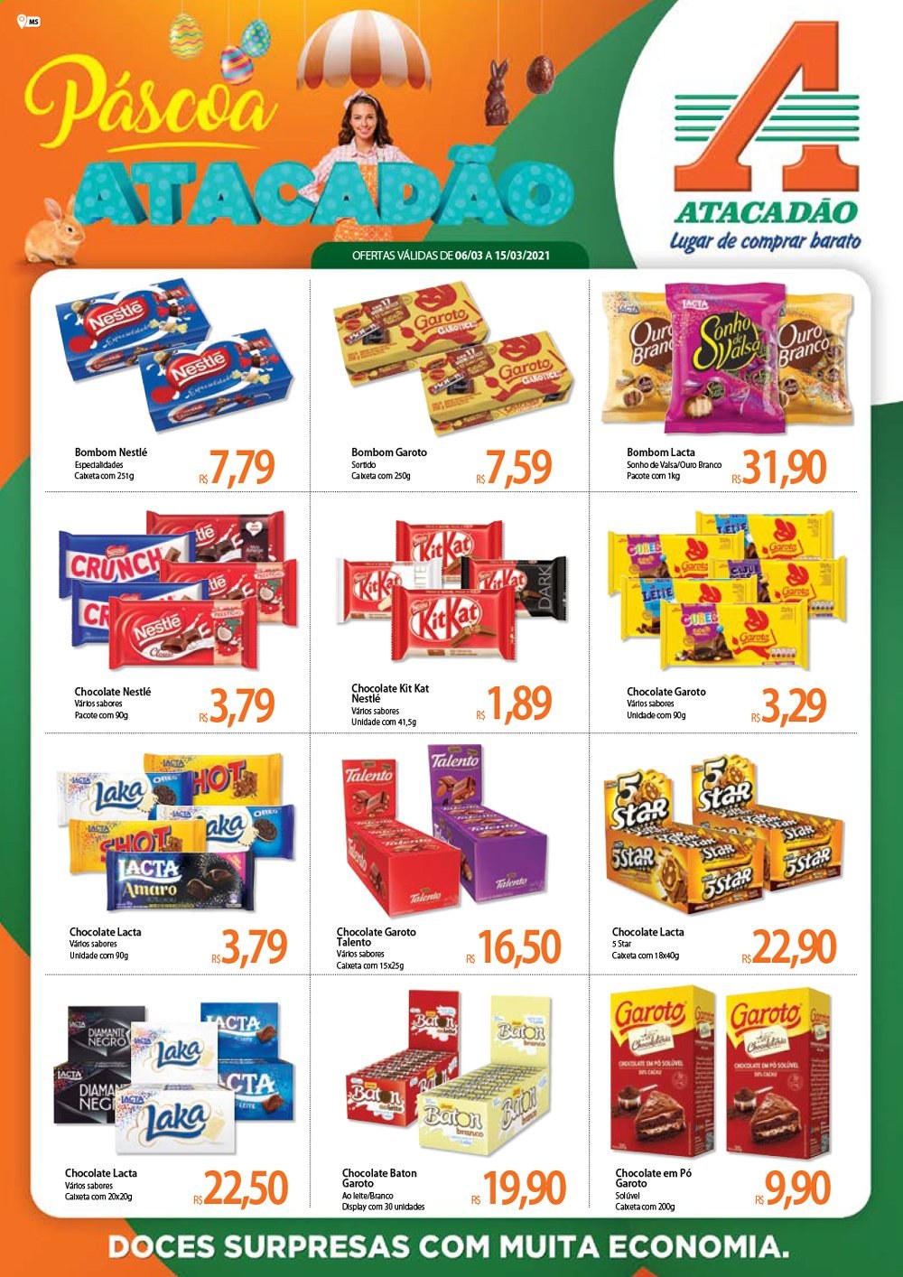 thumbnail - Folheto Atacadão - 06/03/2021 - 15/03/2021 - Produtos em promoção - Oreo, chocolate, Nestlé, bombom. Página 1.