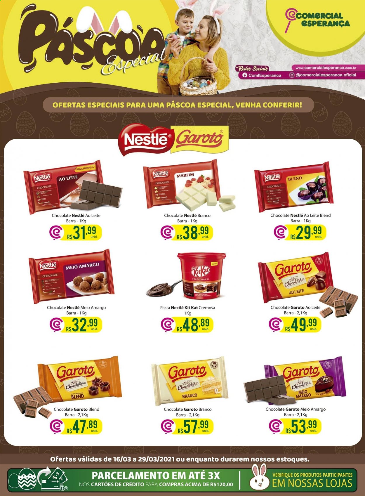 thumbnail - Folheto Comercial Esperança - 16/03/2021 - 29/03/2021 - Produtos em promoção - chocolate, Nestlé. Página 1.