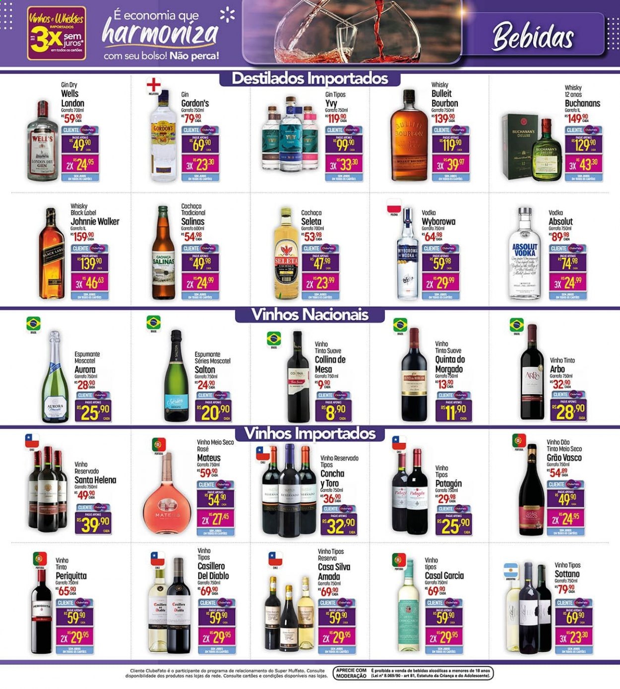 thumbnail - Folheto Super Muffato - 16/03/2021 - 31/03/2021 - Produtos em promoção - Aurora, vinho, espumante, moscatel, vinho reservado, vinho tinto, Salton, Absolut Vodka, gin, vodka, whiskey, Johnnie Walker, bourbon, Cachaça, garrafa. Página 17.