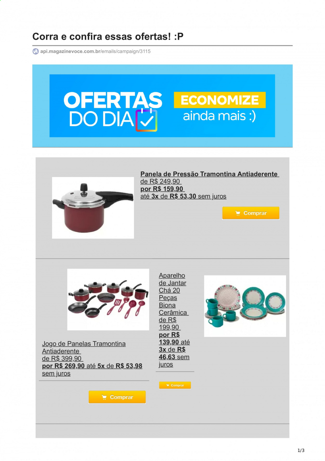 thumbnail - Folheto Magazine Luiza - 18/03/2021 - 31/03/2021 - Produtos em promoção - Tramontina, panela de pressão, jogo de panelas, aparelho de jantar. Página 1.