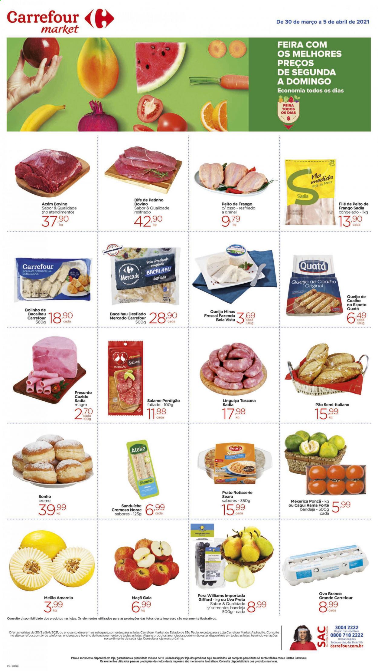 Folheto Carrefour Market - 30/03/2021 - 05/04/2021. Página 1