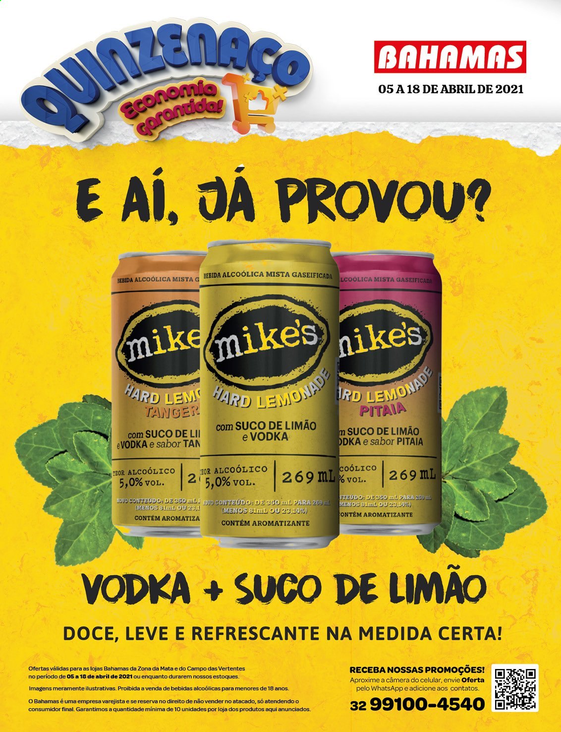 thumbnail - Folheto Bahamas Supermercados - 05/04/2021 - 18/04/2021 - Produtos em promoção - suco, vodka. Página 1.