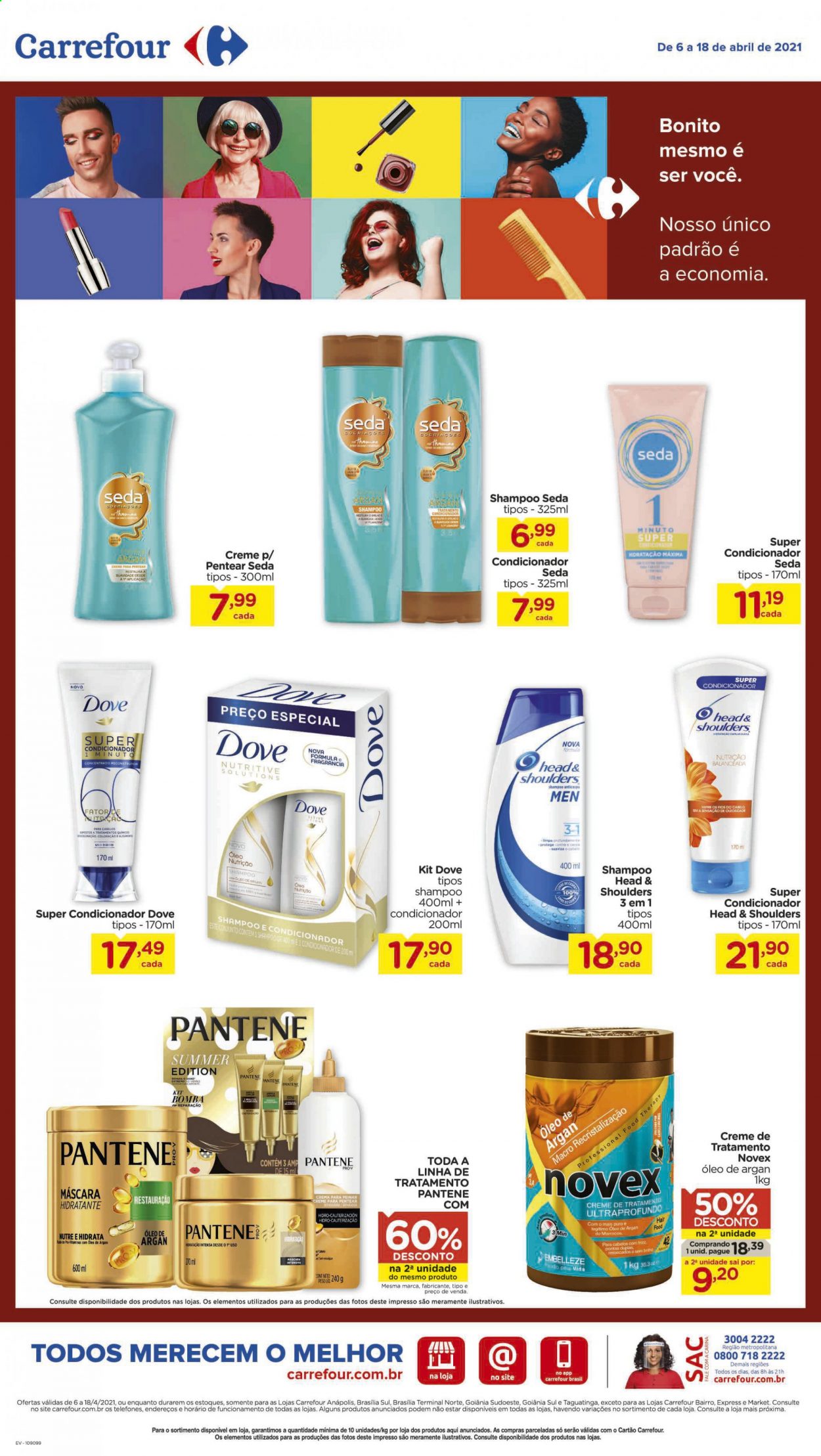 thumbnail - Folheto Carrefour Hiper - 06/04/2021 - 18/04/2021 - Produtos em promoção - shampoo, Head & Shoulders, Dove, Pantene, shampoo e condicionador, máscara. Página 3.