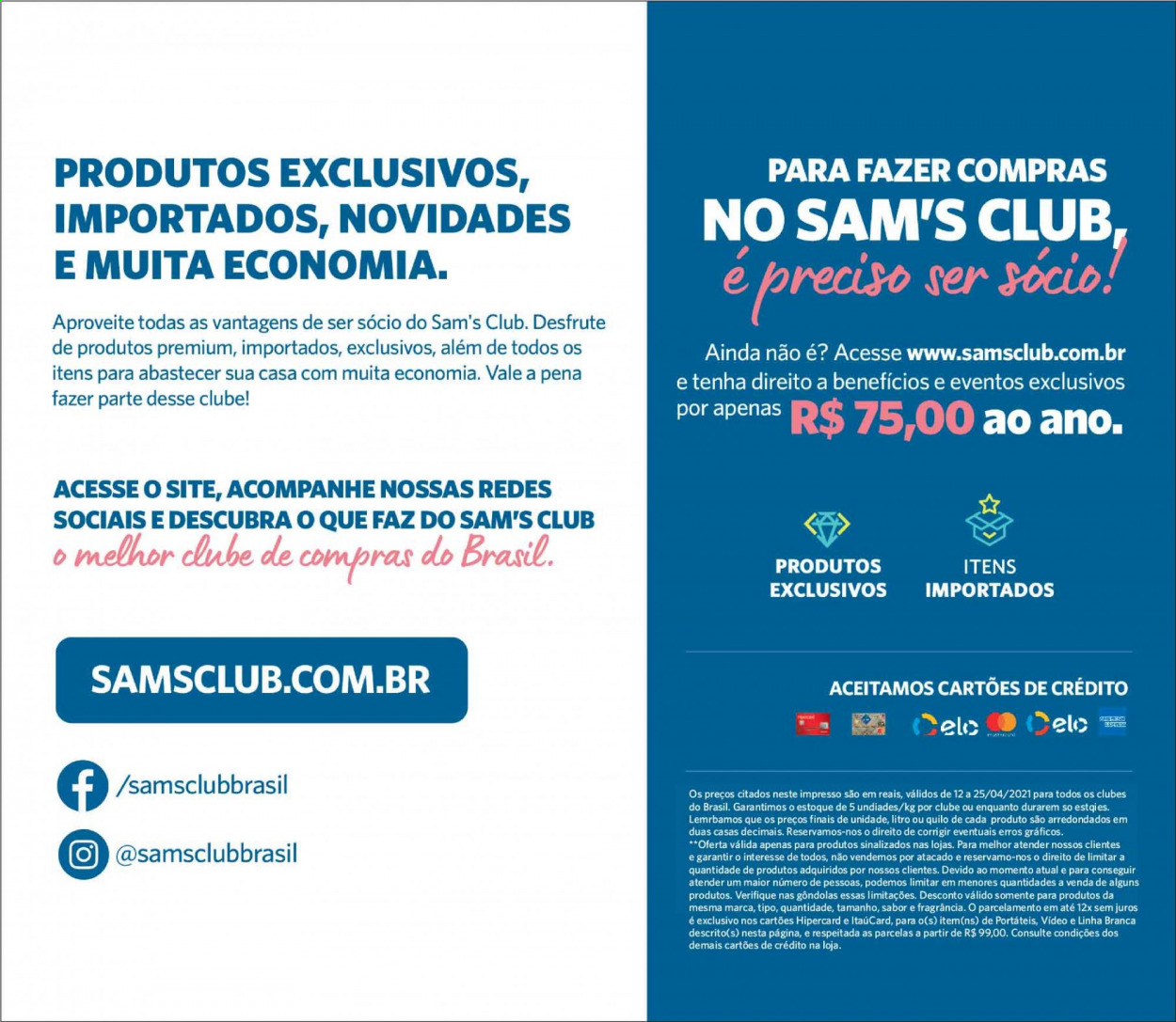 thumbnail - Folheto Sam's Club - 12/04/2021 - 25/04/2021.