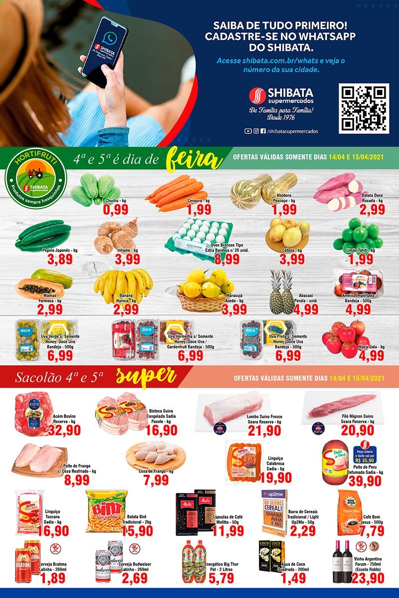 Folheto Shibata Supermercados - 14/04/2021 - 20/04/2021. Página 1