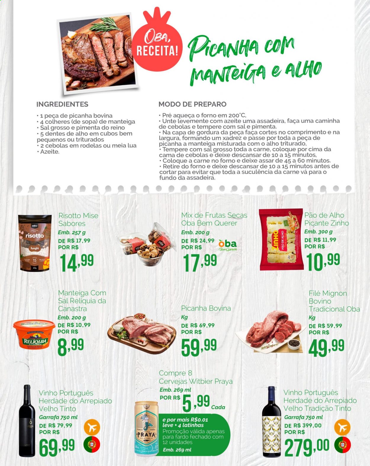 thumbnail - Folheto Oba Hortifruti - 16/04/2021 - 19/04/2021 - Produtos em promoção - cebola, pão, pão de alho, file-mignon, sal grosso, vinho, vinho português. Página 3.