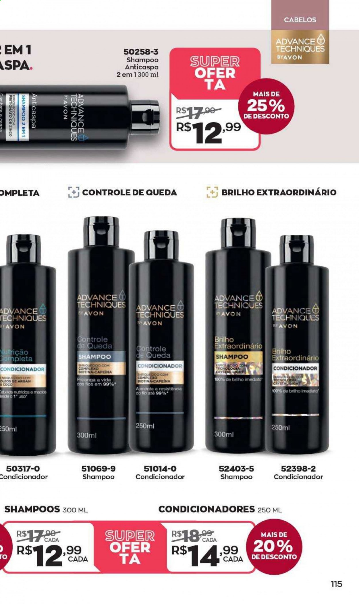 thumbnail - Folheto Avon - Produtos em promoção - shampoo, Avon, condicionador. Página 115.
