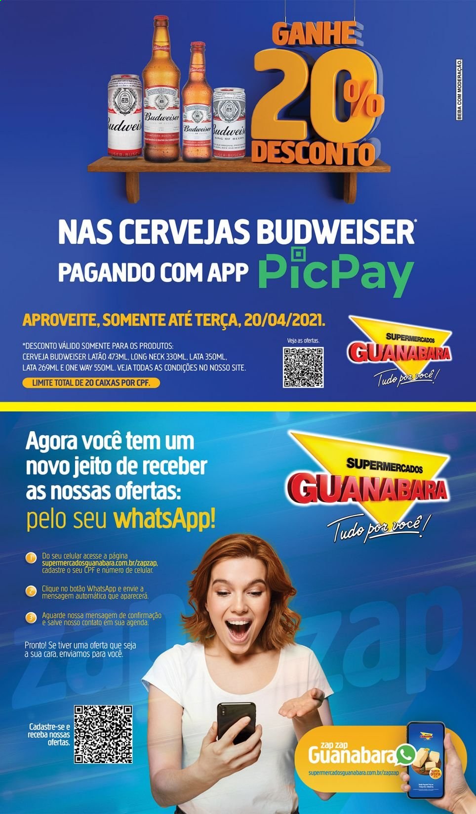thumbnail - Folheto Supermercados Guanabara - 18/04/2021 - 20/04/2021 - Produtos em promoção - One Way, Budweiser. Página 12.