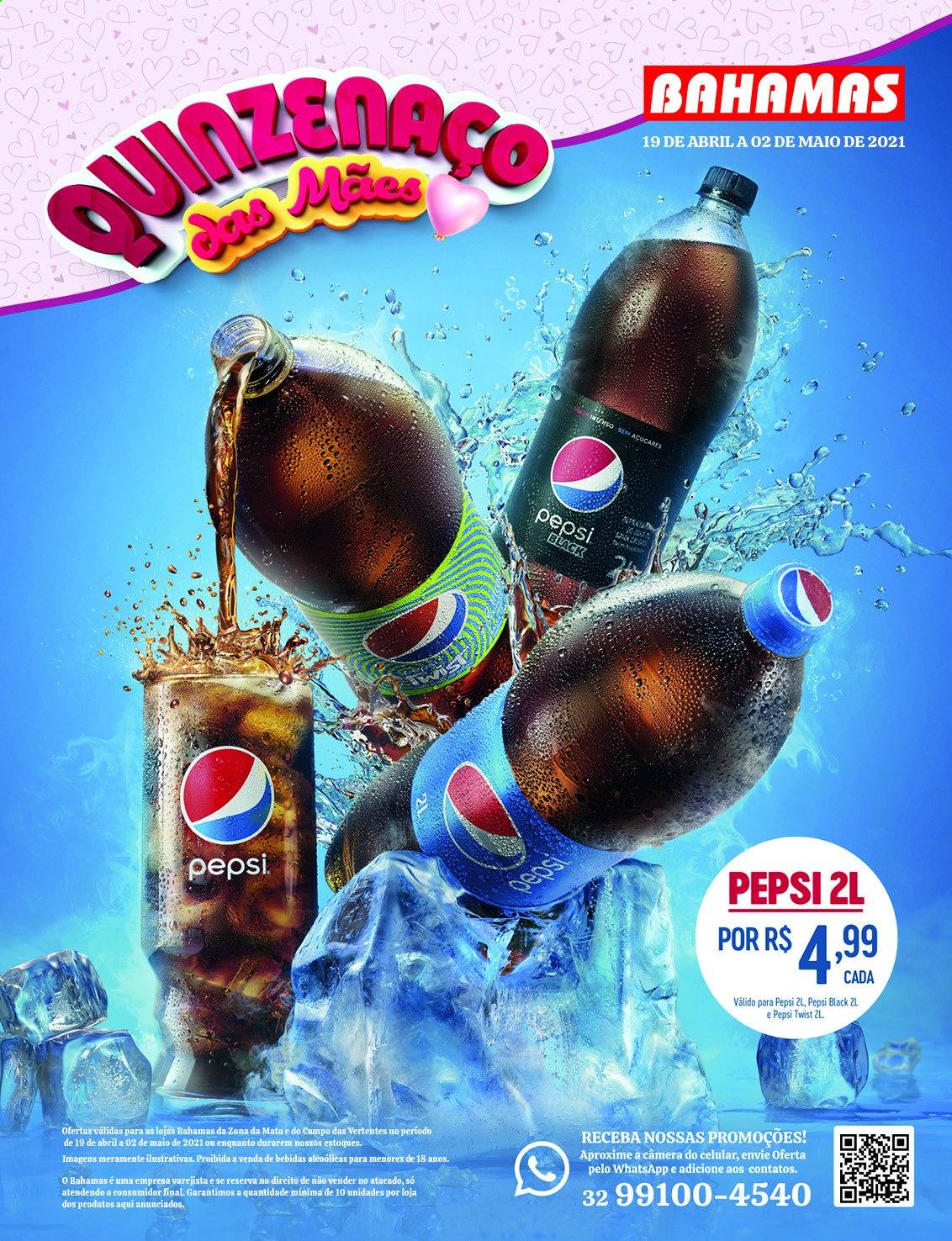 thumbnail - Folheto Bahamas Supermercados - 19/04/2021 - 02/05/2021 - Produtos em promoção - Pepsi. Página 1.