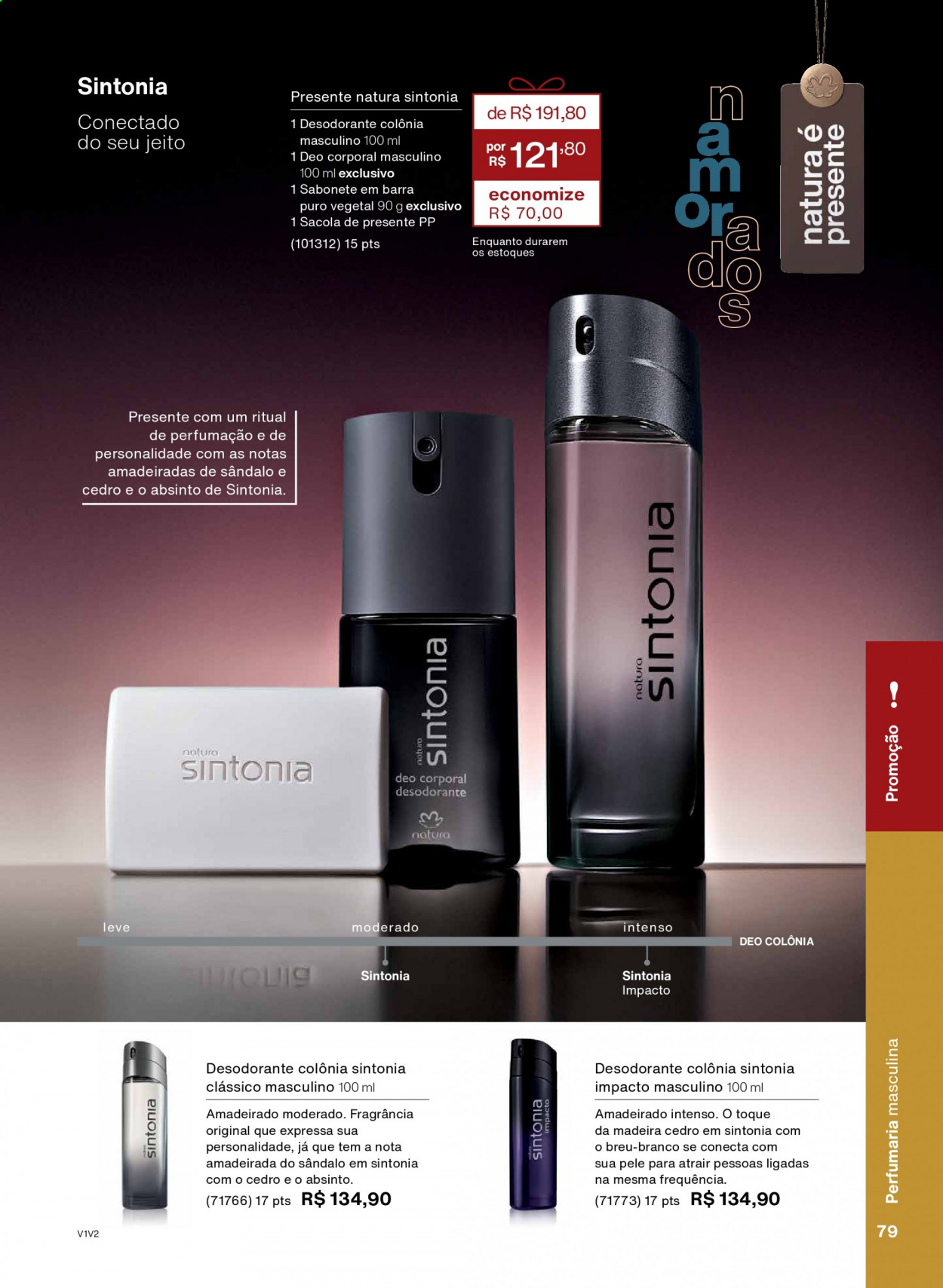 thumbnail - Folheto Natura - Produtos em promoção - sabonete, sabonete em barra, desodorante, antitranspirante. Página 79.